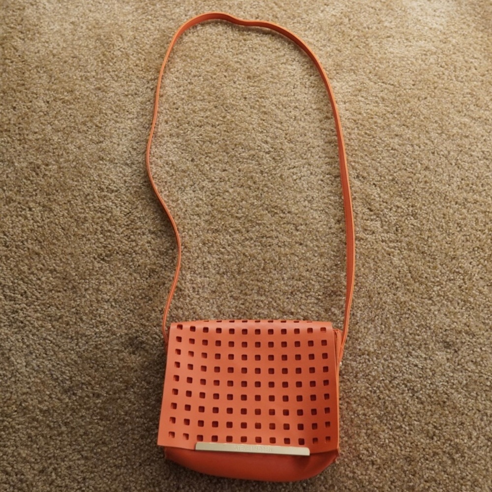Steve Madden Bright Orange Square Design Crossbody